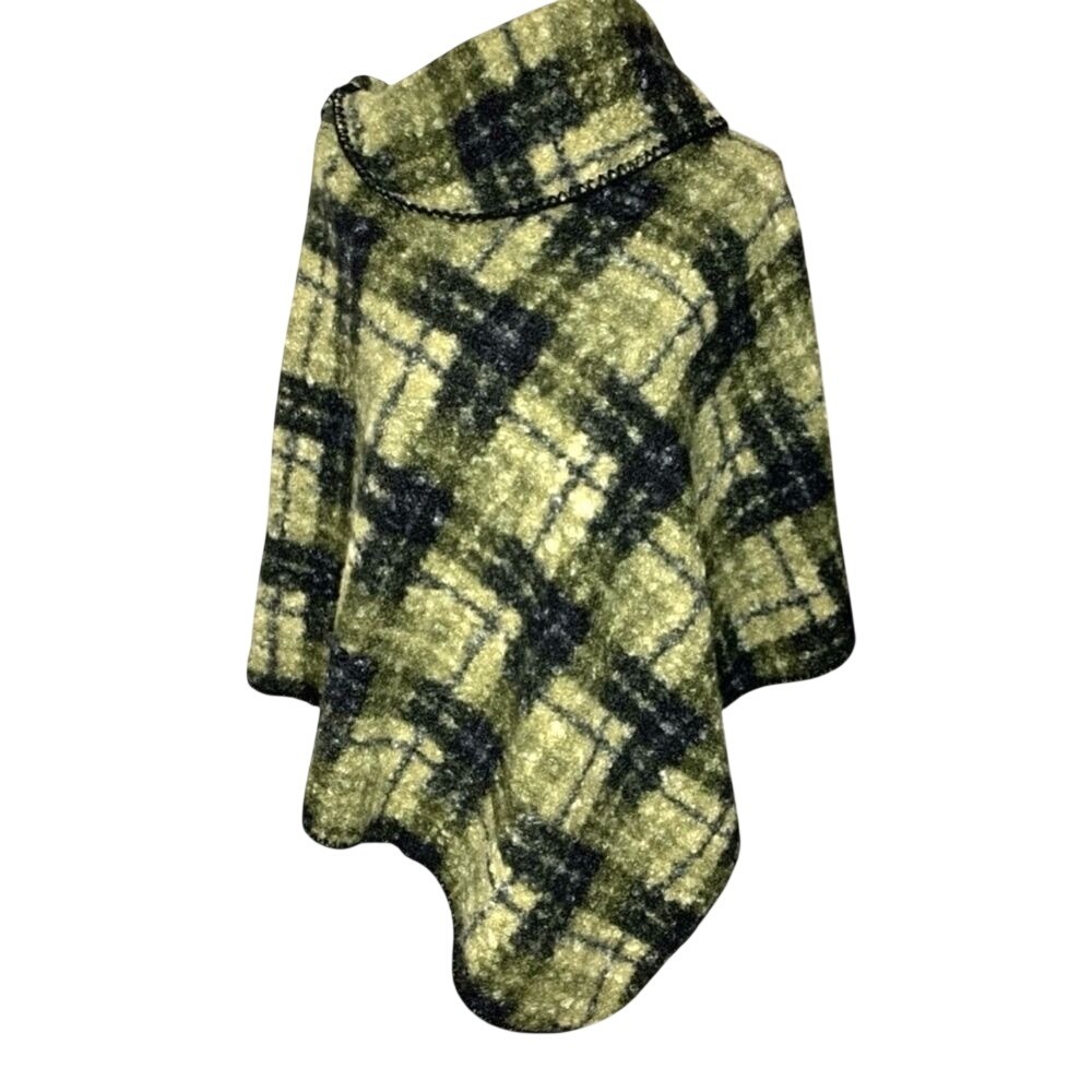 NWT Fadivo New York Women‎ Poncho Cape Green Black One Size Fall